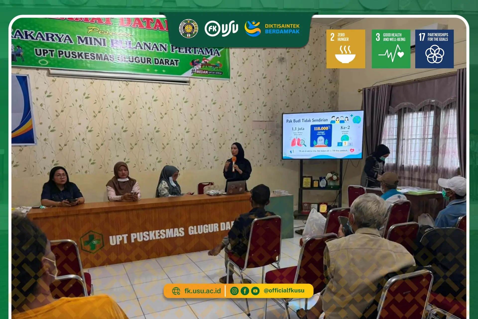 Program Studi Gizi Klinik FK USU Gelar Penyuluhan Gizi bagi Pasien TB Paru di Puskesmas Glugur Darat